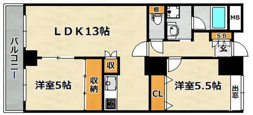 ワコーレアベニュー兵庫【2階】の間取り