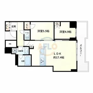 シエリアタワー大阪堀江【15階】の間取り