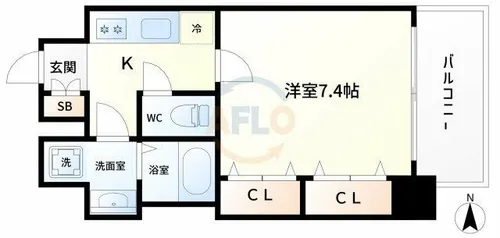 パークフラッツ野田阪神駅前【8階】の間取り