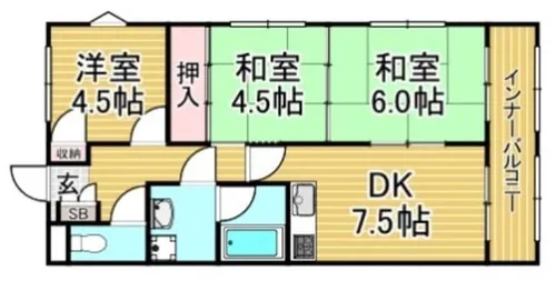 福岡県大野城市中央1丁目【マンション】の間取り
