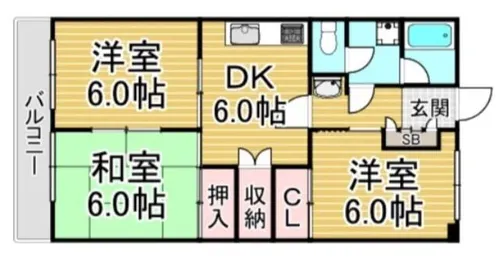 福岡県大野城市東大利3丁目【マンション】の間取り
