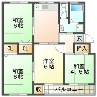 高倉台10団地43号棟【4階】の間取り