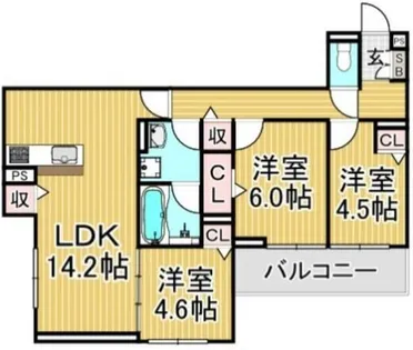福岡県大野城市東大利2丁目【アパート】の間取り