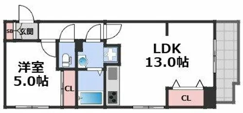 エール阿倍野元町【3階】の間取り
