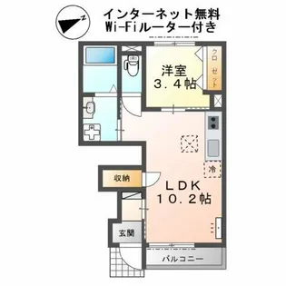 アベニール上野田【1階】の間取り