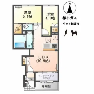 小信中島東鵜飼分新築アパート【1階】の間取り