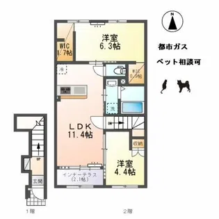 小信中島東鵜飼分新築アパート【2階】の間取り