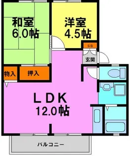 矢内ハイツ花屋敷A棟・B棟【B107号室】の間取り