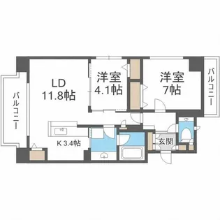 クリオ大通ラ・モード【8階】の間取り