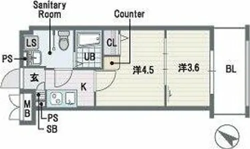 F・PARC天神南【8階】の間取り