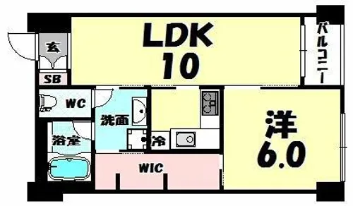 クレグラン南船場【402号室】の間取り