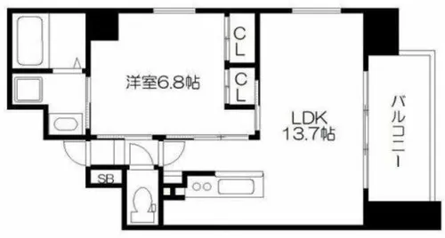 ベルフェリーク天満橋【13階】の間取り