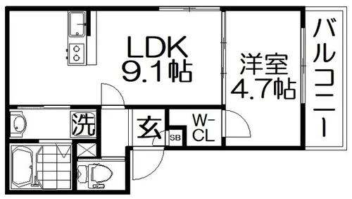 ジーメゾン枚方南中振【1階】の間取り