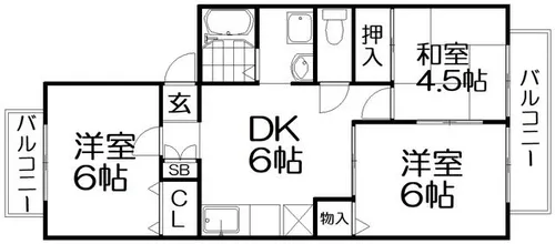 橋内ハイツ【1階】の間取り