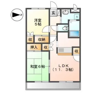 アムールエバーハイツ【2階】の間取り