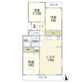 ユニーブル第2星ヶ丘B棟(0005879)【2階】の間取り