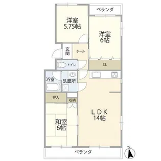 ユニーブル第2星ヶ丘B棟(0005879)【2階】の間取り