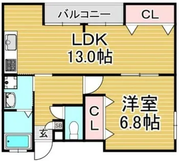 福岡県福岡市博多区竹丘町1丁目【アパート】の間取り