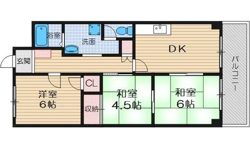 セントラルコート南茨木【4階】の間取り