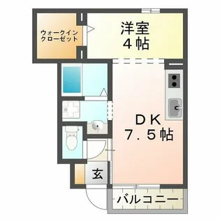 クレールベルヴィル立花C棟【1階】の間取り