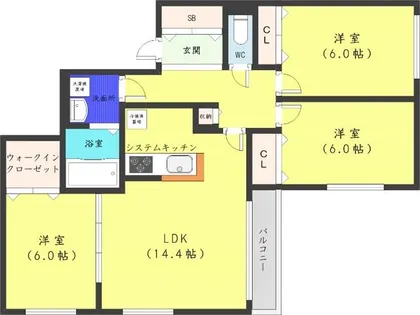 ZABO HILLS MINAMIMARUYAMA【3階】の間取り