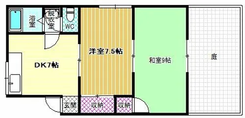 羽曳が丘ハイコーポⅡ棟【1階】の間取り