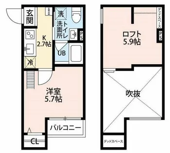 メゾンブラン北野田【2階】の間取り