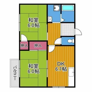 ヴェルデハイツ東【2階】の間取り