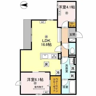 グランディーユ平野西【1階】の間取り