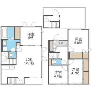 北海道札幌市西区西野五条8丁目【テラスハウス】の間取り
