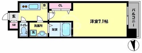ワールドアイ難波南PORTA【15階】の間取り