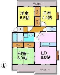 シャトレ白山【103号室】の間取り