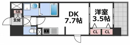 ファステート大阪ベースシティ【7階】の間取り