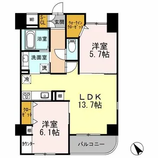 大阪府堺市中区新家町【マンション】の間取り