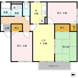 サンビューラ津之江B棟【102号室】の間取り