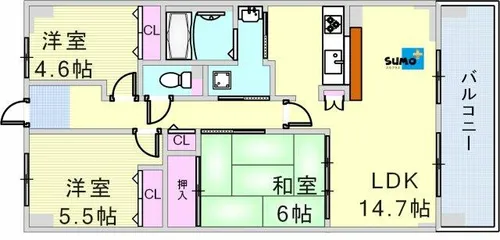 学園シティコート【1703E号室】の間取り