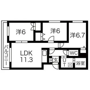 パープルサイド【3階】の間取り