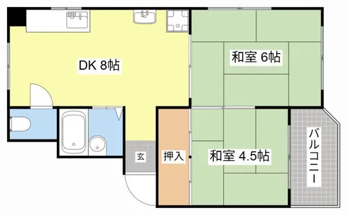 ハイツ大伴【102号室】の間取り