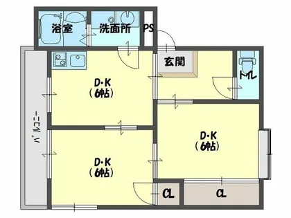 フェリオ大美野【2A-1号室】の間取り