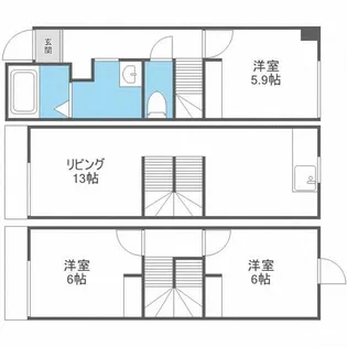 北海道札幌市東区北四十二条東15丁目【テラスハウス】の間取り