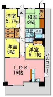 白鷹夙川マンション【501号室】の間取り