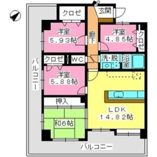 福岡県福岡市南区曰佐4丁目【マンション】の間取り