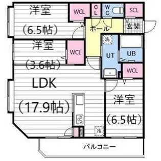 アルファスクエア宮の森3条【3階】の間取り