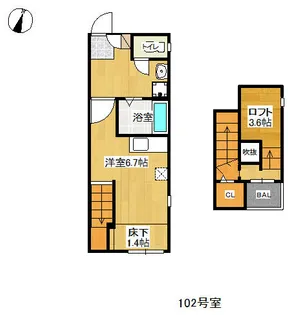 福岡県福岡市西区西都1丁目【アパート】の間取り