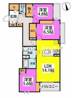 サンソレイユ紀文【3階】の間取り