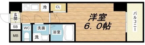 エスリード難波ザ・ブライト【3階】の間取り