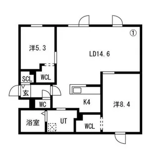 Hills Sapporo Ⅵ【4階】の間取り