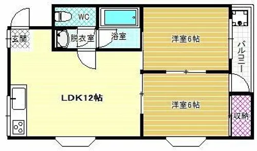 2LDKの間取り画像