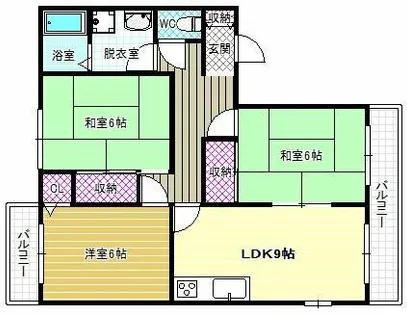 グローリーハイツA棟【2階】の間取り