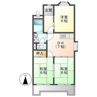 ベルシェ新開【201号室】の間取り